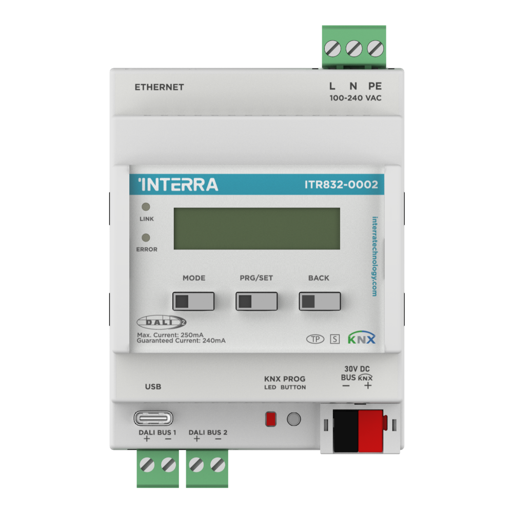 Двухканальный шлюз INTERRA ITR832-0002 с Ethernet для KNX и DALI