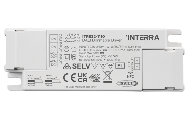 10 Вт NFC программируемый DALI-2 DT6 светодиодный драйвер постоянного тока (100 - 500 мА)
