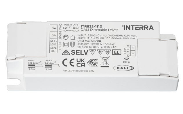 10 Вт NFC программируемый DALI-2 DT6 светодиодный драйвер постоянного тока (100 - 500 мА)