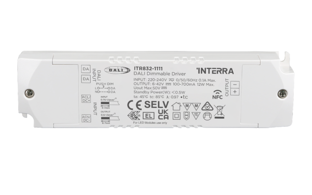 12 Вт NFC программируемый DALI-2 DT6 светодиодный драйвер постоянного тока (100 - 700 мА)