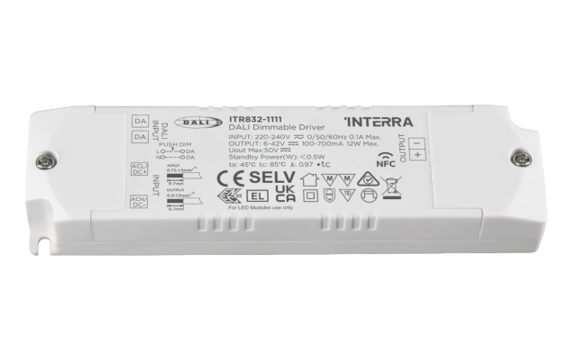 12 Вт NFC программируемый DALI-2 DT6 светодиодный драйвер постоянного тока (100 - 700 мА)