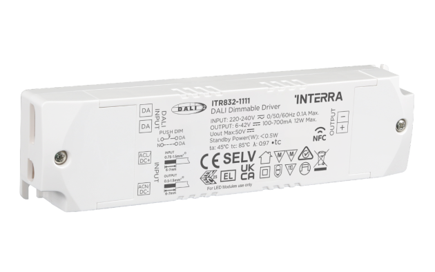 12 Вт NFC программируемый DALI-2 DT6 светодиодный драйвер постоянного тока (100 - 700 мА)