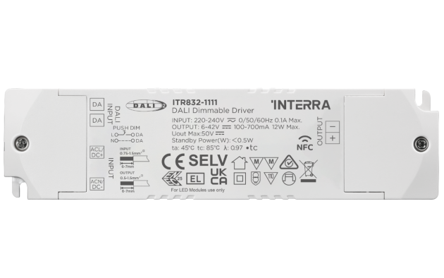 12 Вт NFC программируемый DALI-2 DT6 светодиодный драйвер постоянного тока (100 - 700 мА)
