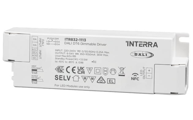 36 Вт NFC программируемый DALI-2 DT6 светодиодный драйвер постоянного тока (350 - 1050 мА)
