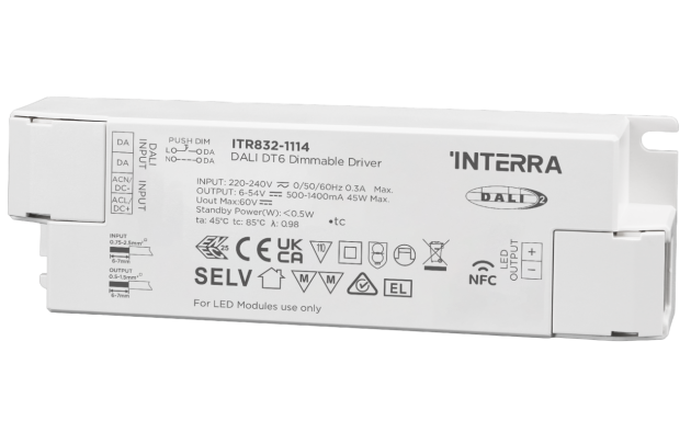 45 Вт NFC программируемый DALI-2 DT6 светодиодный драйвер постоянного тока (500 - 1400 мА)