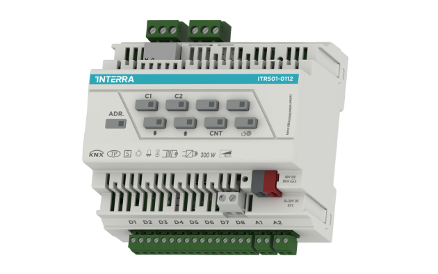 Универсальный диммерный актуатор KNX — 2 канала (8 цифровых, 2 аналоговых входа, Ethernet)