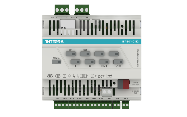 Универсальный диммерный актуатор KNX — 2 канала (8 цифровых, 2 аналоговых входа, Ethernet)