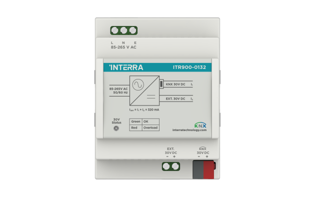 Источник питания KNX 320 мА, дополнительный выход 30 В