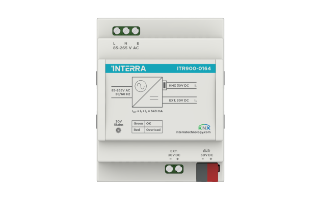 Источник питания KNX 640 мА, дополнительный выход 30 В